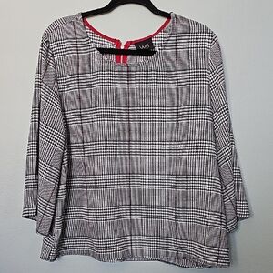 W5 Preppy Office Houndstooth 3/4 Length Sleeve Blouse XL
